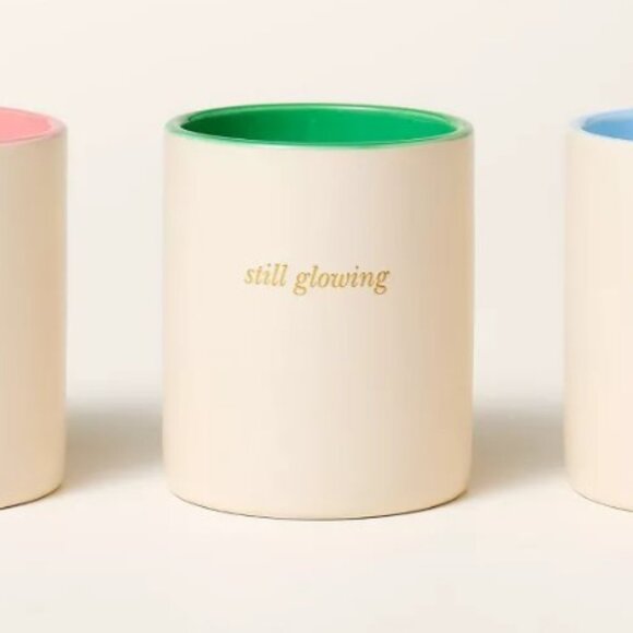 kate spade new york x Target - 3ct Ceramic Jar Candle Set Cream/Green/Pink/Blue - Picture 3 of 4